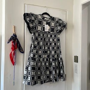 Sea New York Black and White Geometric Mini Dress